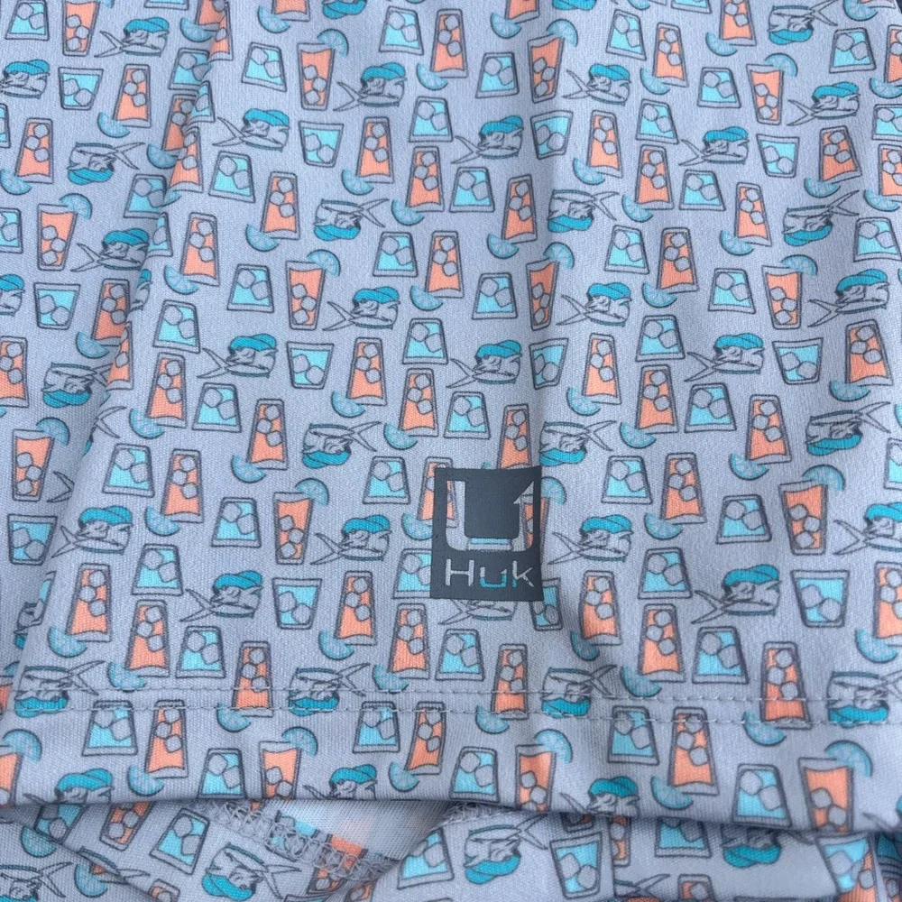 HUK Men’s Polo Shirt Drink Glasses Print Size XL - Picture 6 of 6